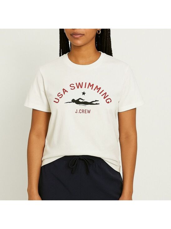 J. Crew Tops - NWT J. Crew White Short Sleeve Tee with USA Swimming Graphic Preppy Size XXL 2XL